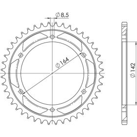 CORONA IN ACCIAIO PASSO 525 - Z 44 DENTI (DIS.92500)