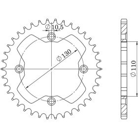 CORONA IN ACCIAIO PASSO 520 - Z 38 DENTI (DIS.10318)