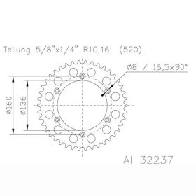 CORONA IN ALLUMINIO PASSO 520 - Z 48 DENTI (DIS.00129)