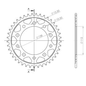 CORONA IN ACCIAIO PASSO 525 - Z 44 DENTI (DIS.10613)