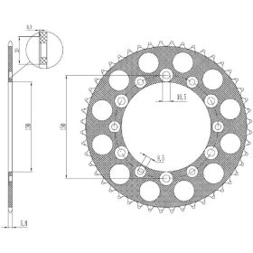 CORONA IN ALLUMINIO PASSO 520 - Z 49 DENTI (DIS.13604)