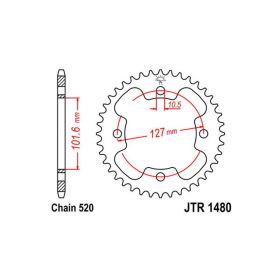 CORONA IN ACCIAIO PASSO 520 - Z 37 DENTI (DIS.92405)