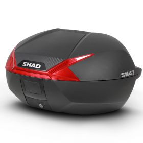 SHAD SH47 RED 47L TOP CASE KIT WITH E48SR BLACK 15L SIDE BAGS