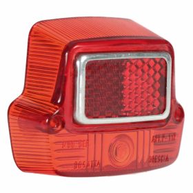 Fanale posteriore rosso in vetro con riflettore e cornice in alluminio omologato
