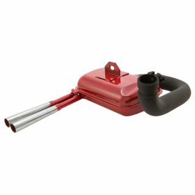 SIP ROAD 2.0 Racing Exhaust Red Steel Chrome Silencer Large Connection 2 Pipes