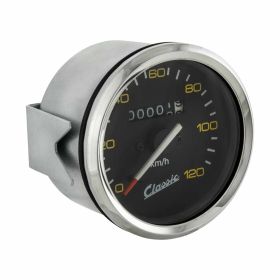 SIP Round Speedometer 85 mm Black Yellow Figures Chrome Frame