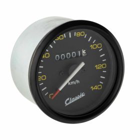 SIP Round Speedometer 85 mm Black with Yellow Numbers and Black Frame