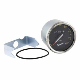 SIP Rundgeschwindigkeitsmesser 85 mm Schwarz mit gelben Ziffern und verchromtem Ring