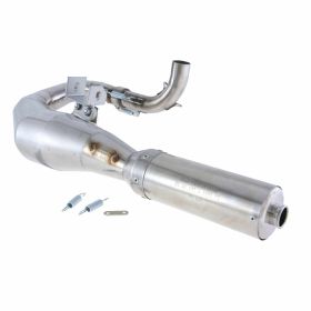 Marmitta SIP Racing in acciaio inox lucido silenziatore argento pneumatico largo sinistra