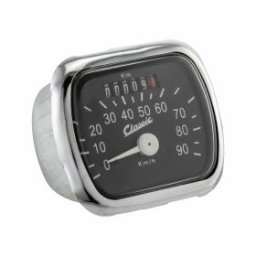SIP Tachometer -26263 73x62mm schwarzes Zifferblatt weiße Zahlen verchromter Rahmen