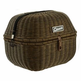 SIP Classic Round Luggage Rack Basket in Dark Brown Metal/Synthetic Leather 360x320x280 mm