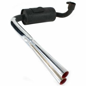 SIP Racing Vintage Replica Chrome Exhaust for Wide Tire Double Tip