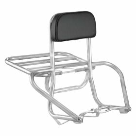 Folding rear luggage rack with backrest for increased comfort