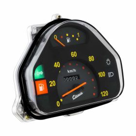 SIP Tachometer 269567 120km/h schwarzes Zifferblatt gelbe Zahlen Kabel enthalten