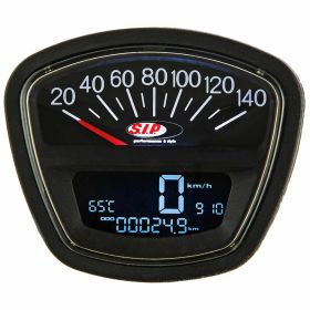 SIP Schwarzes LCD-Tachometer/Drehzahlmesser 20 Funktionen max 140 km/h