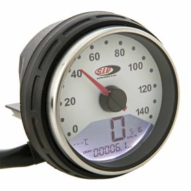 SIP 2.0 Geschwindigkeitsmesser/Drehzahlmesser 70mm Weiß Stahl 0-12.000 U/min 12V AC/DC