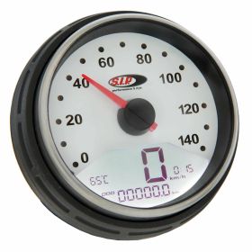 SIP 2.0 Geschwindigkeitsmesser/Drehzahlmesser 70mm Weiß Stahl 0-12.000 U/min 12V AC/DC
