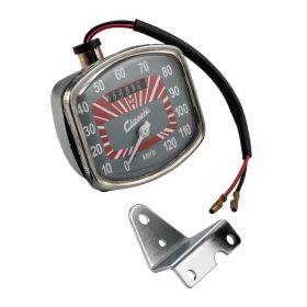 SIP VDO Geschwindigkeitsmesser 120 km/h 80x69 mm grau/rot verchromter Rahmen Klassik