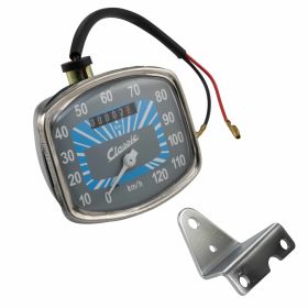SIP VDO Geschwindigkeitsmesser 120 km/h 80x69mm grau/blau weiße Ziffern Chromrahmen