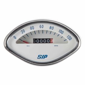 Contachilometri SIP 098473 conchiglia 120 km/h bianco cifre blu 112x69 mm