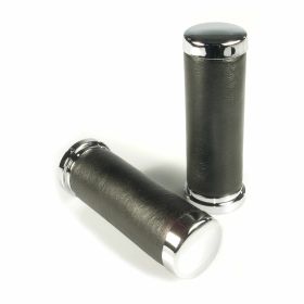 Poignées en cuir chromé de 22/24 mm de long 131 mm pour guidons