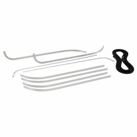 Set listelli pedana alluminio/gomma argento/nero con rivetti e pezzi terminali