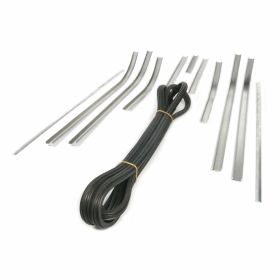 Set listelli pedana alluminio e gomma argento/nero con rivetti e terminali