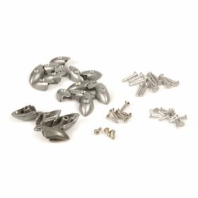 Set listelli pedana alluminio e gomma argento/nero con rivetti e terminali