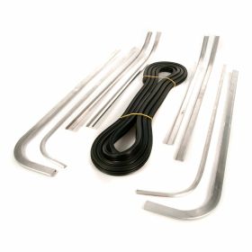 Set listelli pedana alluminio e gomma argento/nero con rivetti e terminali