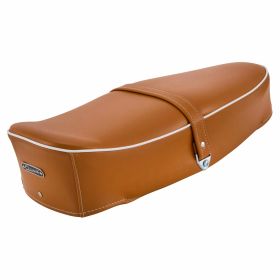 Selle classique SIP marron/orange RAL 8023 avec garniture blanche sans serrure avec sangle