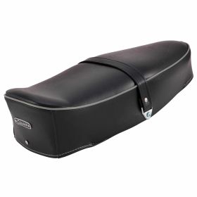 Selle SIP Classic bleu foncé avec passepoil gris sans serrure avec sangle