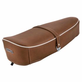 Selle classique SIP beige brun RAL 8024 avec passepoil blanc et sangle sans verrou