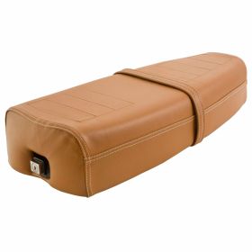 Siège DELTA marron RAL 8023 avec verrou à sangle et couture blanche