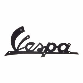 Targhetta Vespa scudo anteriore 086325 101x45 mm nera fissaggio 6 rivetti