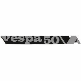 Vespa 50 A schwarze/silberne Aluminiumplatte 197x20 mm mit 3-Pin-Befestigung