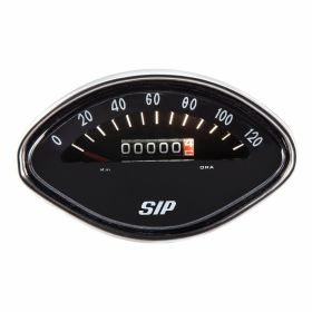 Contachilometri SIP 99008 conchiglia 120 km/h nero e cornice cromo