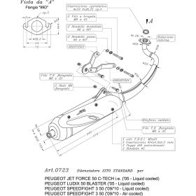 Silencieux complet Sito 0723 approuvé pour PEUGEOT SPEEDFIGHT 3 50 LC