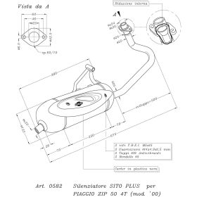 Système d'échappement complet SitoPlus 0582 approuvé pour PIAGGIO ZIP 4 temps