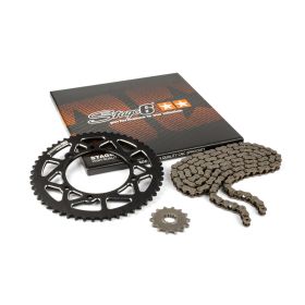 Kit Trasmissione STAGE6 ALU Nero Pignone 13 Corona 53 Passo 420 RIEJU MRT