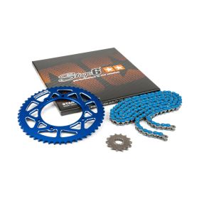 Kit Trasmissione STAGE6 ALU Blu Pignone 14 Corona 53 Passo 420 RIEJU MRT
