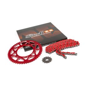 Kit Trasmissione STAGE6 ALU Rosso Pignone 14 Corona 53 Passo 420 RIEJU MRT