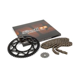 Kit Trasmissione STAGE6 ALU Nero Pignone 14 Corona 53 Passo 420 DERBI DRD PRO