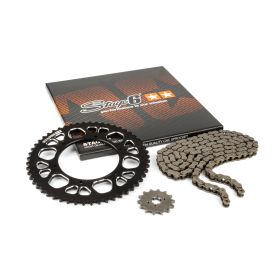 Kit Trasmissione STAGE6 ALU Nero Pignone 14 Corona 53 Passo 420 Aprilia SX 50