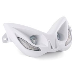 Maschera Fanale Anteriore Alogeno con 2 LED Blu Doppio Faro STR8 EVO Bianco