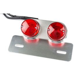 Portatarga Universale Argento con Fanalini Rotondi Rosso