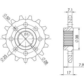 PIGNONE PASSO 525 - Z 15 DENTI (DIS.52615)