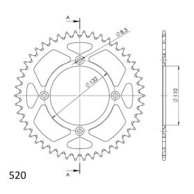 CORONA IN ALLUMINIO PASSO 520 - Z 46 DENTI (DIS.00134)