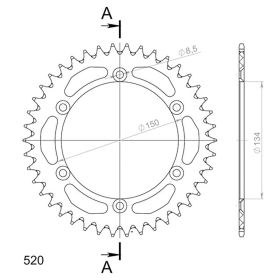 CORONA IN ALLUMINIO PASSO 520 - Z 39 DENTI (DIS.17204)