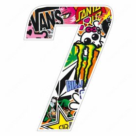 ADESIVO NUMERO 7 STICKER BOMB 10CM