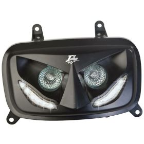 Maschera faro T4TUNE nera con led bianchi Booster 2004